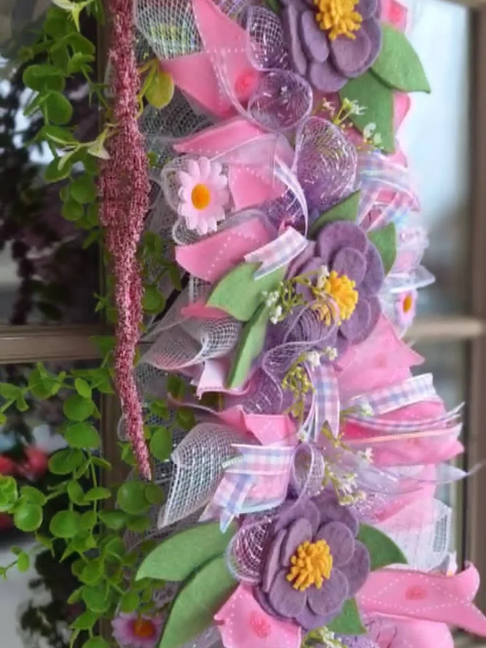 Handmade mesh ribbon swag wreath